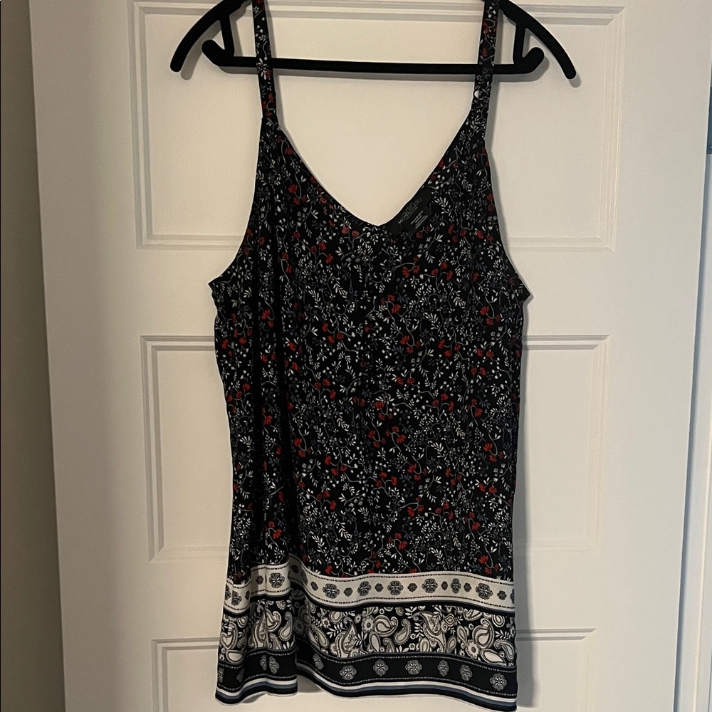 Michel Studio Black and Red Patterned Camisole